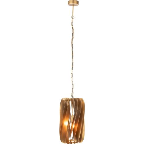 Suspension élégante dorée design spiralé lumière chaleureuse - Doré effet métal sculpté (1/4)