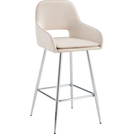 Lot de 2 tabourets de bar ATHENA pied chrome velours