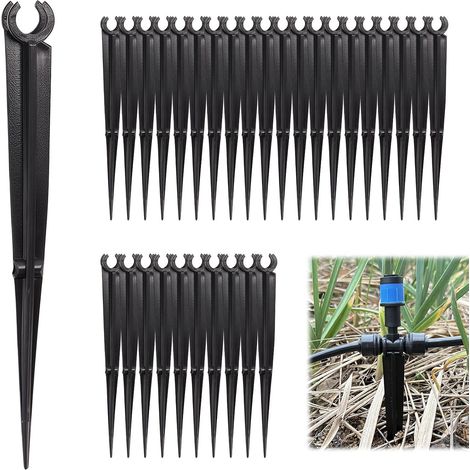 Lot de 30 Piquets de Support pour Tuyau d'Arrosage 1/4", Ancrage au Sol 14cm en Plastique, Support de Tube pour Micro-Irrigation 4/7mm (1/5)