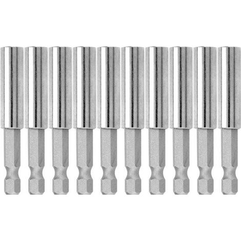 10 Pièce 1/4" (60mm)Tige Hexagonale Porte-Embouts Magnétique 60 mm Barres D'extension Tournevis