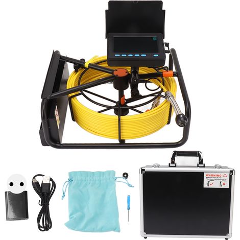 Caméra d'égout 4,3 pouces IP68 étanche pour inspection de tuyaux, Endoscope industriel de vidange de plomberie avec 6 lumières LED, prise ue 100-240V, 10m / 32,8 pieds
