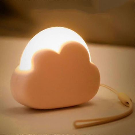 Veilleuse mignonne, veilleuse rechargeable en silicone souple avec 4 modes, lampe de chevet portable pour la chambre ou la salle de bain (rose) (1/5)
