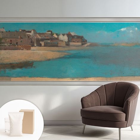 Tapete Vliestapete mit Kleber - abwaschbar - Arbeitszimmer - Esszimmer- Top Qualität Ruhiges Dorf 250x104 cm (1/5)