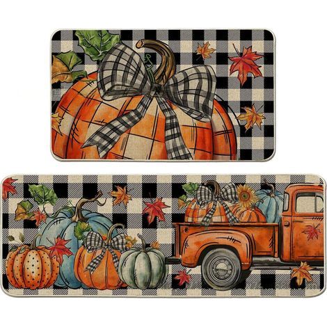 Lot de 2 tapis de cuisine en forme de camion citrouille-Cœur (1/2)