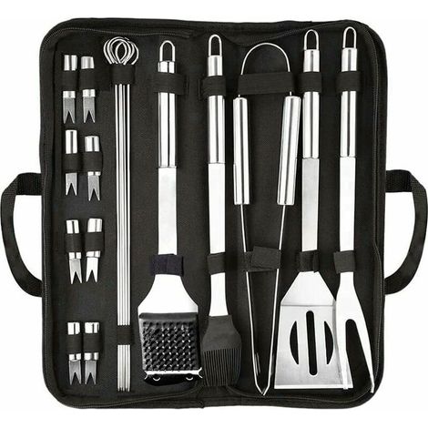 royaluxe - Ustensiles Barbecue,20pcs Kit Barbecue Accessoire, Acier Inoxydable Outil de Barbecue, Premium Complète Accessoire Barbecue en Plein air Ustensiles pour Cadeau pour Jardin Voyage ou Camping (1/5)