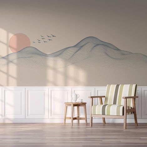 Papier peint vagues abstraites pastel ambiance zen papier peint (1/5)