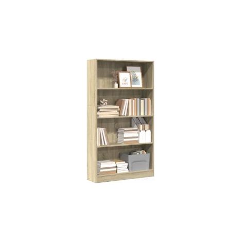 Bibliothèque en bois 4 niveaux L80xH143xP24 - Collection Klazik-Chêne clair (1/5)