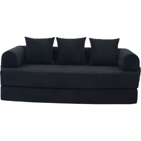 CHICFURN Sofá modular 200x94x67 cm negro en tejido acanalado y metal para espacios pequeños (1/5)