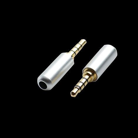 Gold-plated and coloured 3.5mm 4-pole male jack plug, solderable audio adapter for mobile phones and headphones, DIY soldering. (1/5)