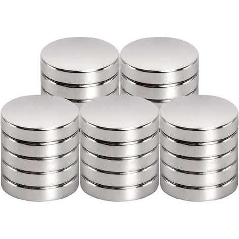 Aimant de néodyme 15 mm de diamètre x 3 mm pour Tableau magnétique, réfrigérateur, Tableau Blanc, Bureau, Tableau Blanc, Aimant Puissant (25 pièce) (1/5)