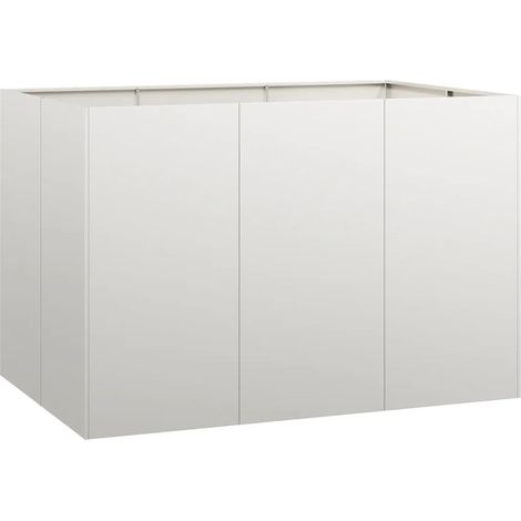 Fioriera grande capacità design moderno giardino terrazzo 120 x 80 x 80 cm in acciaio inox grigio 020051573