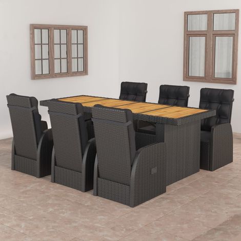 Garden Dining Set Black PE rattan Large Garden Dining Set vidaXL (1/5)