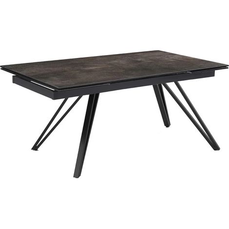 Table extensible 160 à 240 cm en céramique Gris Vieilli pieds en V - MAINE 10 (1/5)