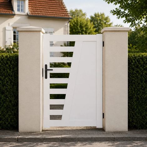 Portillon battant manuel PVC blanc CAMBRAI L 100 x H 160 cm - poignée à gauche