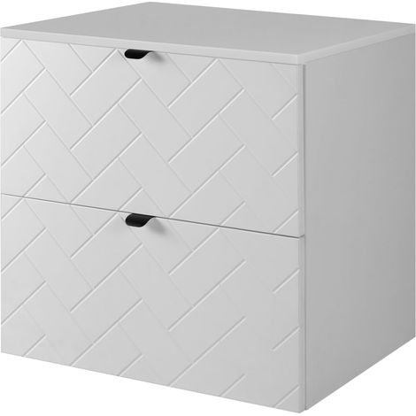 Mobile da bagno, Bianco Opaco, 60 x 57 x 46 cm, Maniglie Nere (1/5)