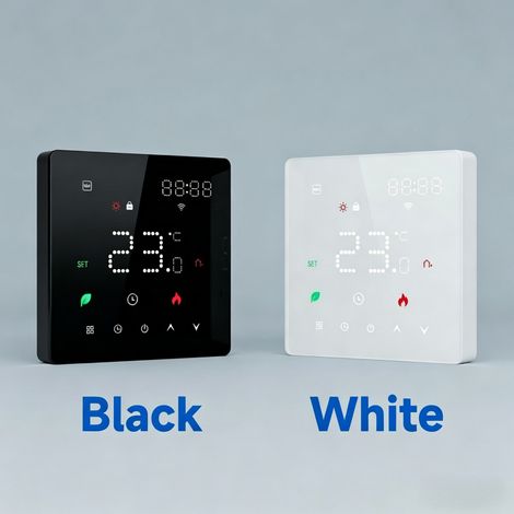 Thermostat de plancher chauffant intelligent WIFI Tuya - Écran tactile, 16A/25A, Noir/Blanc