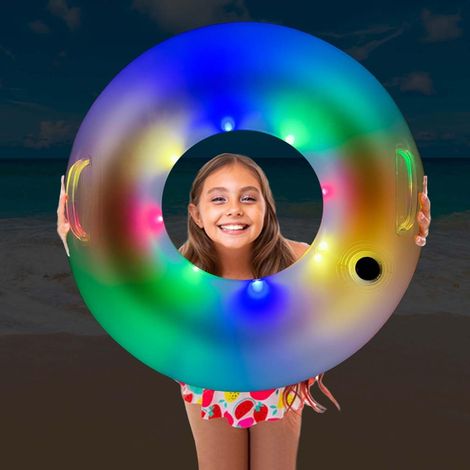 Bouées gonflables en forme de cygne avec lumières LED, alimentées à l'énergie solaire, 56 cm (22 pouces), pour nager dans les piscines et à la plage.-AquaForge (1/5)