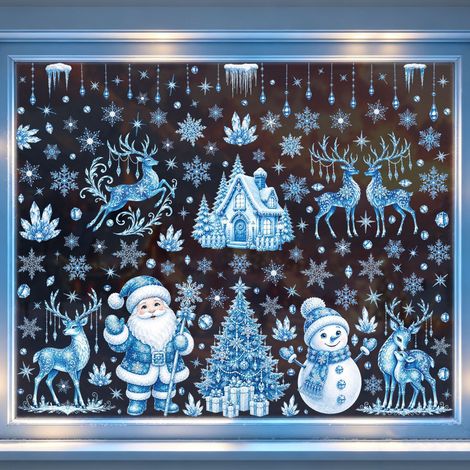 Autocollants de Noël 2027 pour vitrines de centres commerciaux, décorations de vitrines, autocollants antistatiques, autocollants de porte de Noël, stickers pour fenêtres