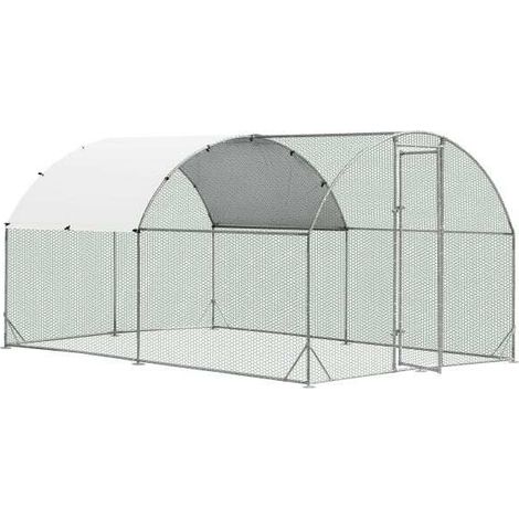 Poulailler métallique spacieux accessible avec housse imperméable et protectrice du soleil (1/5)