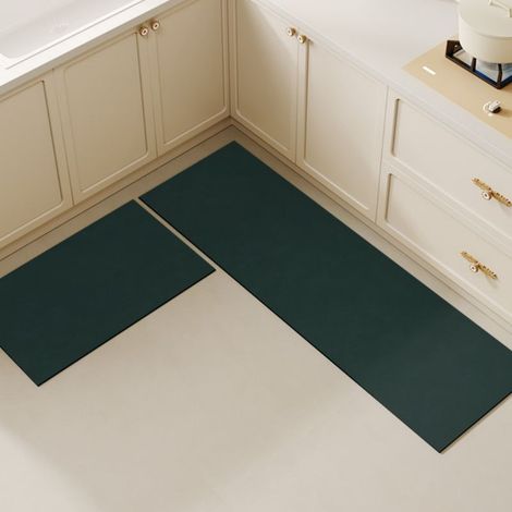 Ede Cuisine - Vert foncé naturel 02 4060cm (Terre de diatomées) Tapis de sol professionnel uni pour cuisine, résistant à l'usure, en terre de diatomées, facile à nettoyer, absorbant et antidérapant. (1/5)