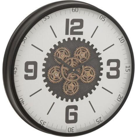Horloge Murale Engrenage "Frosted" 60cm Noir & Blanc (1/3)