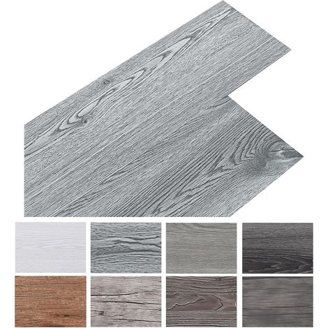 5,02 m²/36 dalle pvc adhesive sol- Revêtement de sol-Carrelage Adhesif Sol - Stratifié en PVC- Imperméable - Épaisseur : 2 mm - Antidérapant - Étanche - Découpable (Gris clair grain de bois) (1/5)