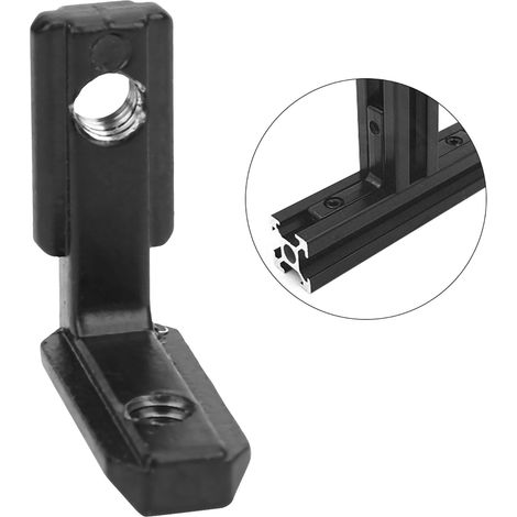 Équerre intérieure en acier au carbone, connecteur en L pour profilé T-slot, 10 pièces, noir, format 2020, support d'angle pour assemblage aluminium. (1/5)