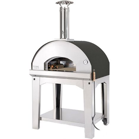 forno pizza a legna con carrello fontana "mangiafuoco" colore antracite 4 pizze (1/2)