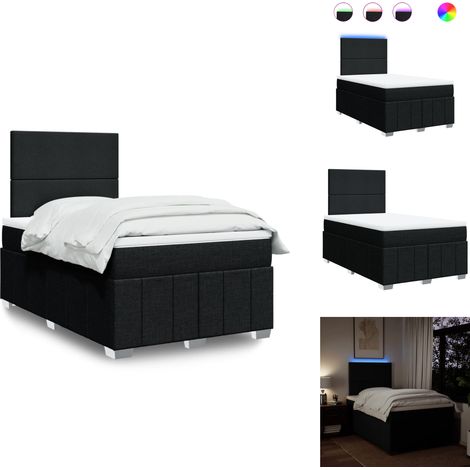 Sommier à lattes de lit avec matelas noir 120x190 cm tissu - Sommier À Lattes De Lit - Sommiers À Lattes De Lit - Lit - Meuble De Chambre À Coucher (1/5)