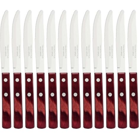 Tramontina coltelli tavola Polywood acciaio inox bordeux Set 12 Pezzi 21 cm (1/5)