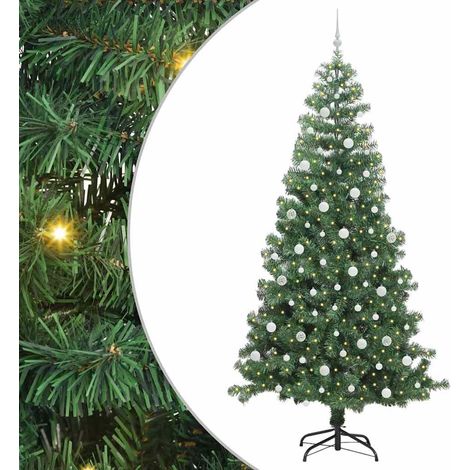 Sapin de Noël  Arbre de Noël avec 300 LED avec support Vert 240 cm PVC (1/5)