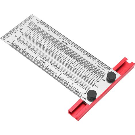 T-förmiges Lineal mit Markierungsfunktion, Edelstahl, schützende Pulverbeschichtung, schwarze Skala, 6 Zoll, Längenmesslineal für die Holzbearbeitung (1/5)