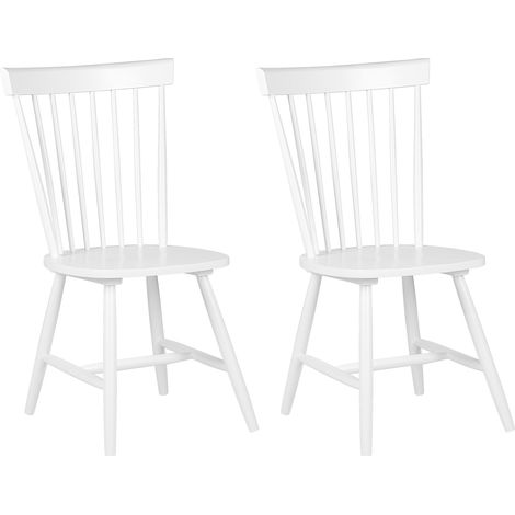 Juego de 2 sillas de comedor de madera de caucho blanco rústico vintage alto con respaldo pintado para sala de estar Burges