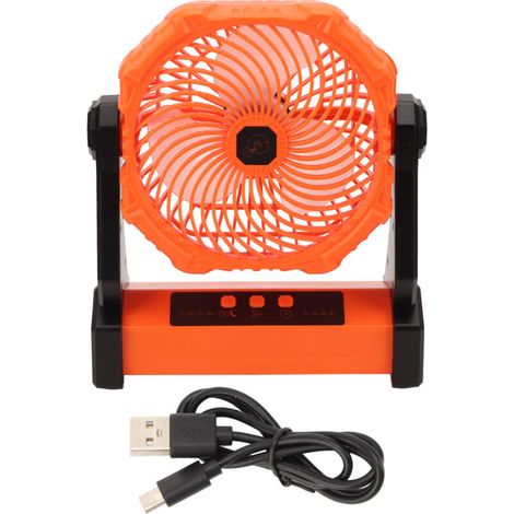 Ventilateur de Camping USB Rechargeable 10000mAh, 3 Vitesses, 3 Pales, Pivot 270° pour Tente, Pique-nique et Voyage