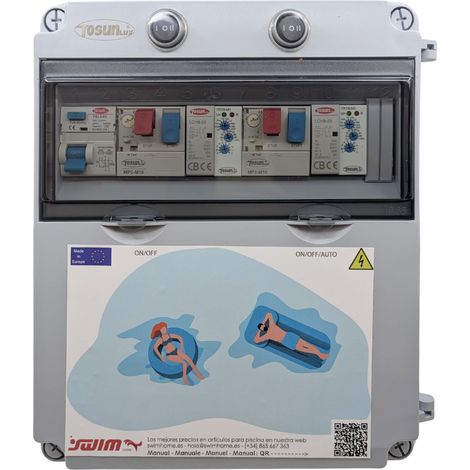 Cuadro eléctrico para piscina control piezoeléctrico 2 bombas (0,5CV)