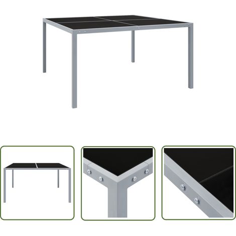 The Living Store Table de jardin 130x130x72 cm Gris Acier et verre - Table De Jardin - Table Extérieure - Mobilier De Jardin - Table Ronde - Table En Métal (1/5)