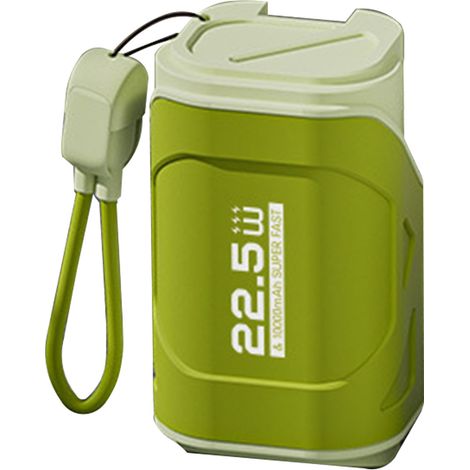 Ortviai Power Bank 10000 mAh avec Prise Murale Intégrée et Câble USB-C, Charge Rapide 22,5 W, Vert Olive (1/5)