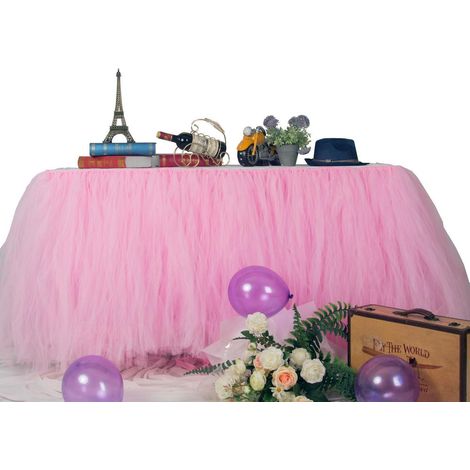 Tischrock Tüll Rosa 91cm Romantische Tischdeko für Babyparty, Hochzeit, Geburtstag