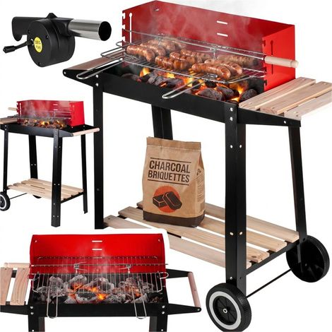 Curron RedBend GM2000S Garten-Holzkohlegrill mit verchromtem Grillrost, tragbar, verstellbar, 2 Ablagen, + Gebläse (1/5)