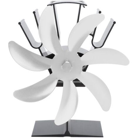 BUNTHAUS Ventilateur de poêle à 7 pales à énergie thermique, en alliage d'aluminium thermoélectrique, pour poêles à bois, couleur argent (1/5)