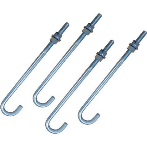 Crosse ancrage M12X363 Filetée sur 100 +2 Ecrou +2 Rondelle Acier zingué - 100 pièces