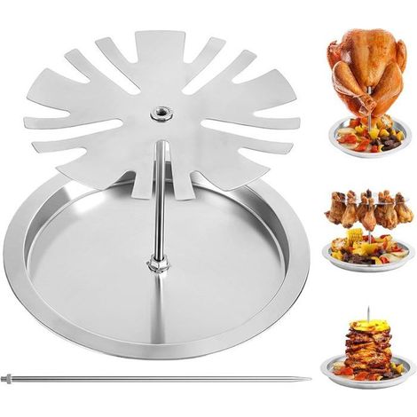 Support pour pilons de poulet en acier inoxydable, avec bac d'égouttage, pliable, pour barbecue et four, 19,8x19,5x24 cm, argent (1/5)