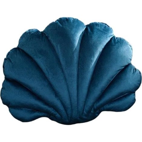 Cojín con forma de concha, hecho de terciopelo holandés, puede usarse como respaldo cómodo para sillas o cojín de sofá, azul, tamaño: 11 × 15 pulgadas