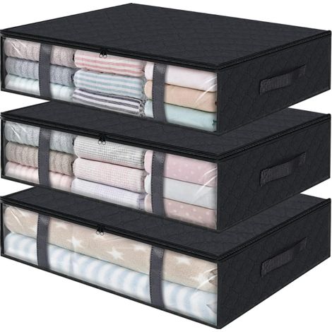 Boîte De Rangement - Boîte De Rangement Sous Lit - 60 X 45 X 15 Cm - 40 L - Tissu Non Tissé En Polypropylène - 3 Pièces (1/5)