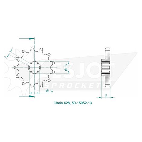 Pignon compatible avec la marque Aprilia - 428 - 13 Dents - Made in Germany