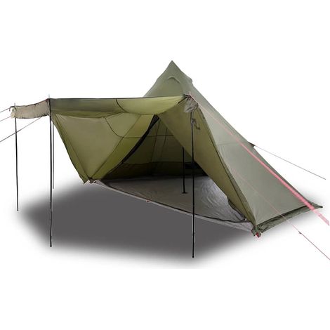 vidaXL Tienda campaña familiar tipi 8 personas impermeable verde oliva (1/2)