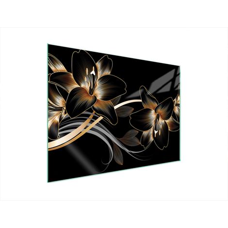 PIASTRA PROTETTIVA IN VETRO PER STUFA 70x52 ORCHIDEA (1/5)