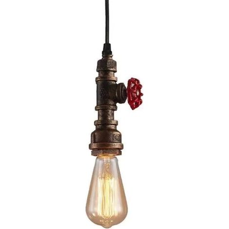 Lustre industriel vintage en fer ajustable - FUSION - E27 - 40W - style campagne (1/4)