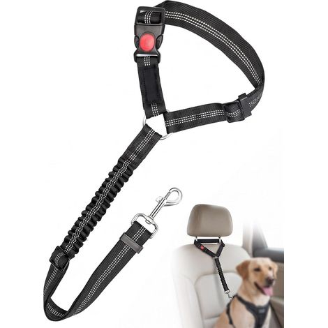 Ceinture Sécurité Chien Voiture 1 Pièce Noir, Attache Antisaut avec Clip Rapide, Anti-Dérapant Freinage, Empêche Distraction Conducteur, Fixation Universelle Tous Sièges Auto. (1/5)