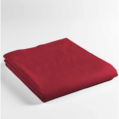 Promo Linge - Drap Plat Lina - 100% Coton - Certifié Oeko-TEX r - rouge - 300x240 cm